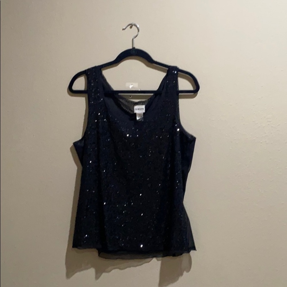 Chico’s Sequined Tank in Black Size 3 EUC